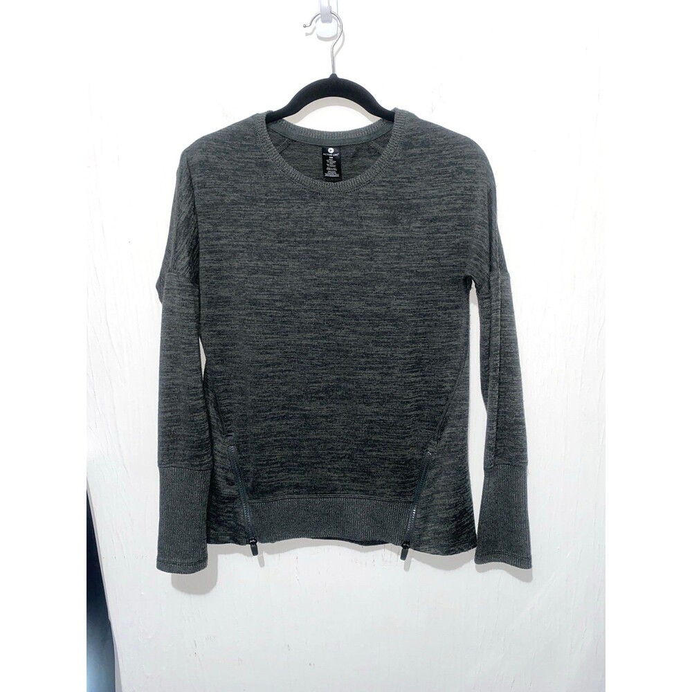 Active Life Heather Olive Green Side Zip Crewneck Pullover Sweatshirt Small SM